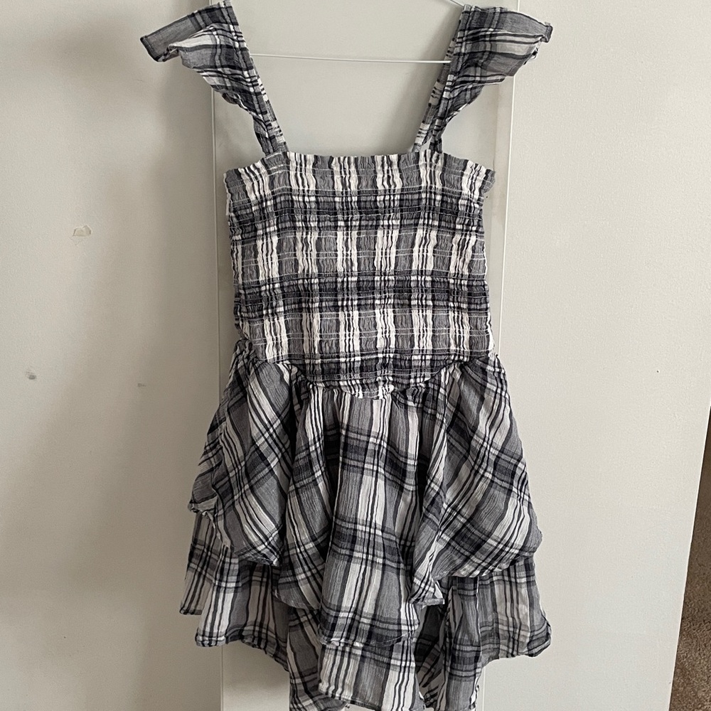 Plaid Sleeveless Babydoll Dress